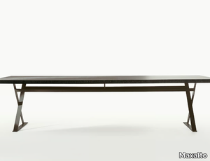 MAX - Rectangular steel and wood table _ Maxalto