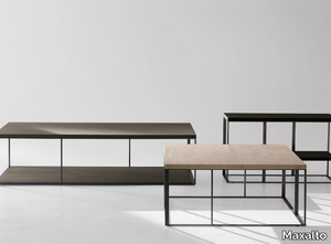 LITHOS - Rectangular steel and wood coffee table _ Maxalto