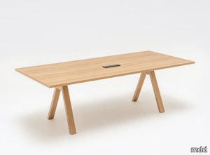 VIGA - Rectangular wooden meeting table with electrical outlets _ mdd