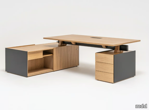 VIGA - Sectional L-shaped wooden office desk with shelves _ mdd