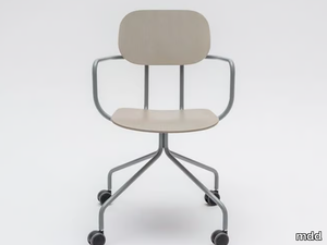 NEW SCHOOL - Trestle-based plywood chair with castors _ mdd