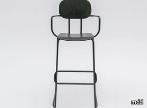 NEW SCHOOL - Sled base high plywood stool with armrests _ mdd