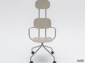 NEW SCHOOL - Trestle-based plywood office chair with castors _ mdd