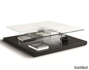 CLUNY - Low square tempered glass coffee table _ Meridiani