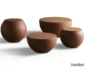 BONGO KUOIO - Round tanned leather coffee table _ Meridiani