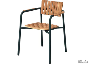 MINDO 119 - Stackable aluminium and teak garden chair with armrests _ Mindo