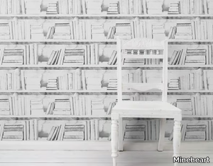 ALMOST WHITE PHOTOCOPY BOOKSHELF - Vinyl wallpaper _ Mineheart
