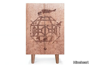 ORNITHOLOGICAL SKETCH CABINET - Wooden highboard with doors _ Mineheart