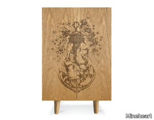 ORNITHOLOGICAL SKETCH CABINET - English oak highboard with doors _ Mineheart
