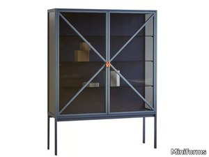 KRAMER - Glass highboard with doors with integrated lighting _ Miniforms