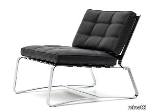 DELAUNAY QUILT - Sled base tufted leather armchair _ Minotti