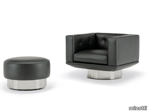 SALLY - Swivel leather armchair with armrests _ Minotti