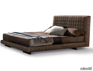 TWIGGY BED - Leather double bed with upholstered headboard _ Minotti