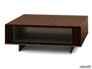 ROGER - Square low wooden coffee table for living room _ Minotti