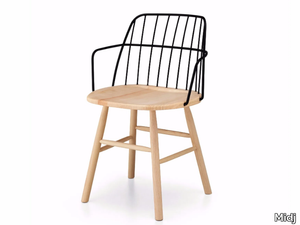 STRIKE P - Steel and wood chair with armrests _ Midj