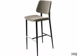 JOE - High upholstered fabric stool with back _ Midj