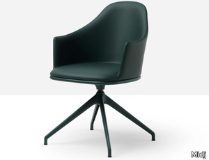 LEA P GX - Trestle-based leather chair with armrests _ Midj