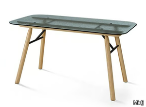 SUITE - Rectangular desk in ash and glass top _ Midj