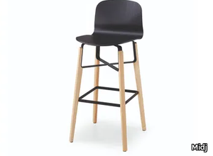 LIÙ H65 / H75 ML - High wooden stool with footrest with back _ Midj