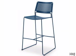 SLIM H65 IN - High steel garden stool with back _ Midj