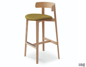 MAYA - High fabric stool with back with integrated cushion _ Midj