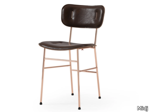 PIUMA S M CU - Leather chair with metal frame _ Midj