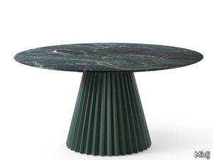 PLISSÉ - Round marble table with metal base _ Midj