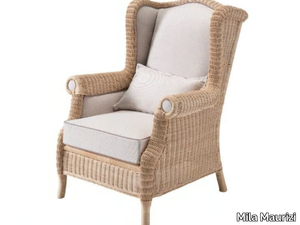 EMMA - Woven wicker armchair with armrests _ Mila Maurizi