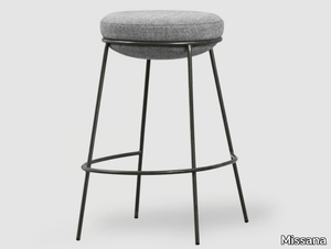 NEST - High upholstered iron stool with footrest _ Missana