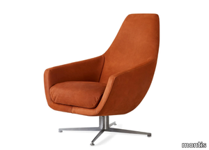 ENZO - Leather armchair with armrests with 4-spoke base _ Montis