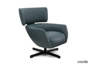 GEORGE - Upholstered leather armchair with armrests with 4-spoke base _ Montis