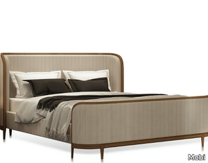 MANHATTAN - Leather double bed with upholstered headboard _ Mobi