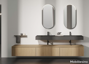 M16 - Double oak vanity unit with integrated washbasin _ Mobiltesino