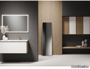 D16 - Wall-mounted oak vanity unit with cabinets _ Mobiltesino