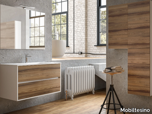 K91 - Wall-mounted laminate vanity unit with drawers _ Mobiltesino