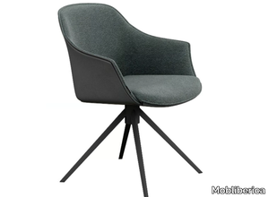 KEDUA - Upholstered trestle-based fabric chair with armrests _ Mobliberica