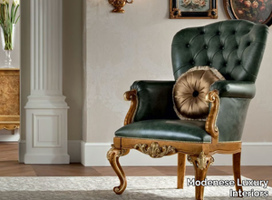 12435 - Upholstered leather armchair with armrests _ Modenese Luxury Interiors