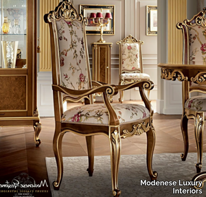 12502 - Upholstered solid wood chair with armrests _ Modenese Luxury Interiors