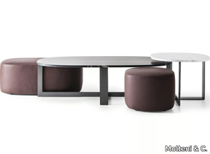 DOMINO NEXT - Upholstered leather pouf _ Molteni & C.