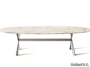 GATWICK - Oval marble table with aluminium legs _ Molteni & C.