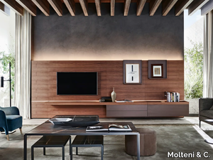 GRID - Sectional wooden storage wall with integrated lighting _ Molteni & C.