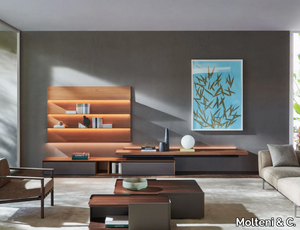 PASS-WORD EVOLUTION - Sectional wooden storage wall with integrated lighting _ Molteni & C.