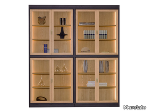 NOVECENTO - Wood and glass bookcase with built-in lights _ Morelato