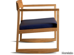 BURTON - Rocking cherry wood easy chair with armrests _ Morelato