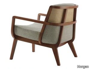 KAYA - Wooden armchair with woven cane backrest _ Morgan