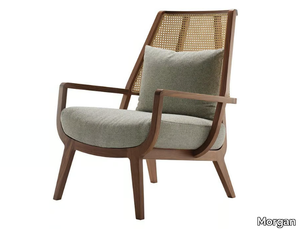 KAYA - Wooden armchair with woven cane backrest _ Morgan