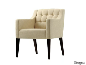 HAMPTON - Tufted fabric chair with armrests _ Morgan