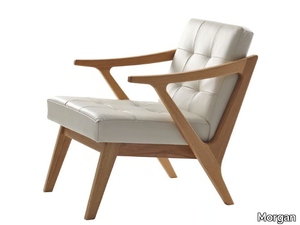 HAVANNA - Tufted wooden easy chair with armrests _ Morgan