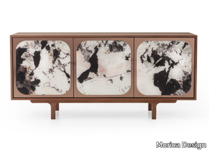 MARGARETTE.3A - Wood and glass sideboard with doors _ Morica Design