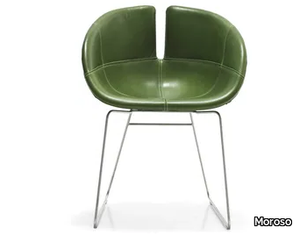 FJORD - Sled base upholstered leather chair _ Moroso